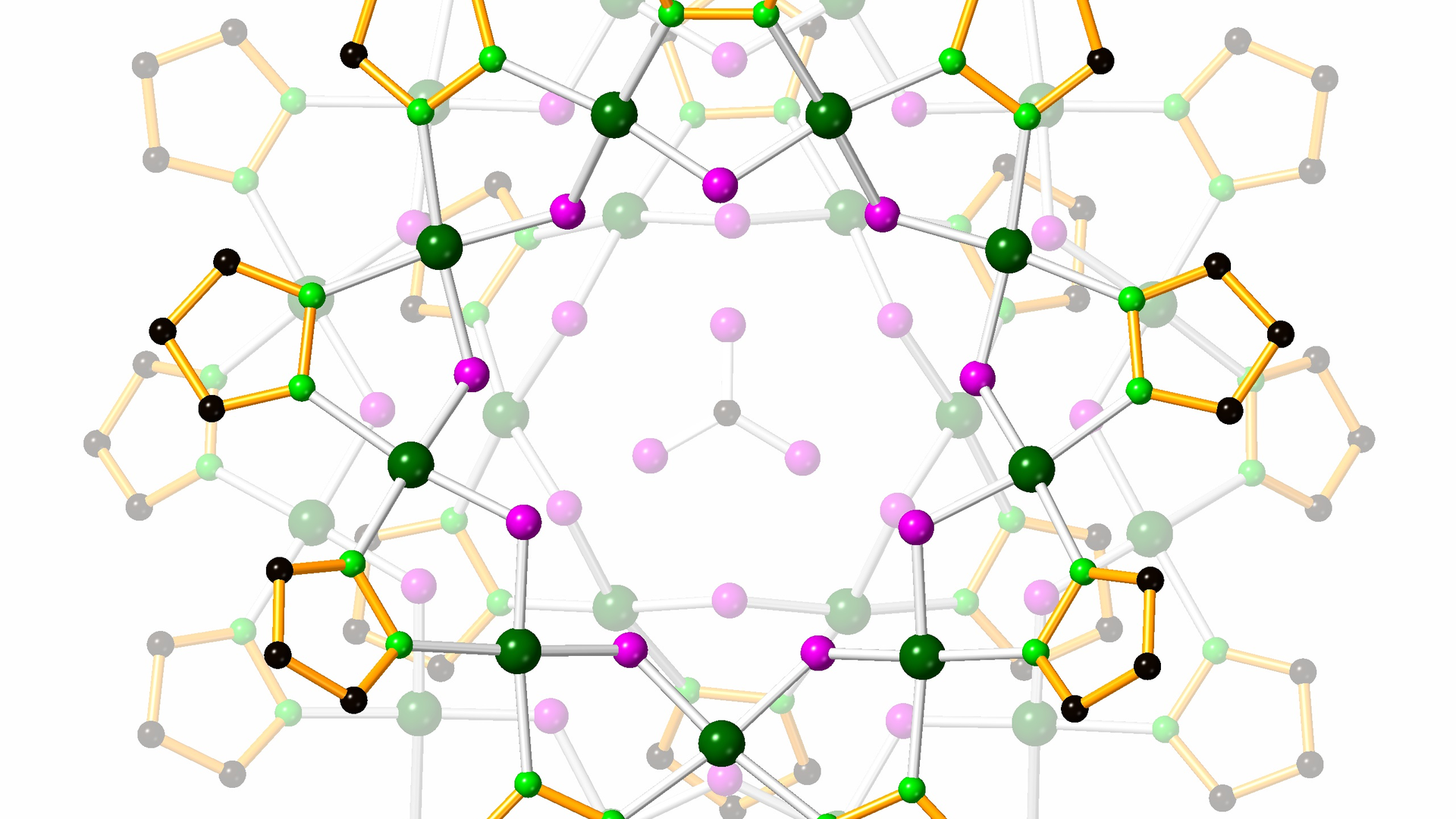 A nanojar traps a carbonate ion (center) to remove it from water.