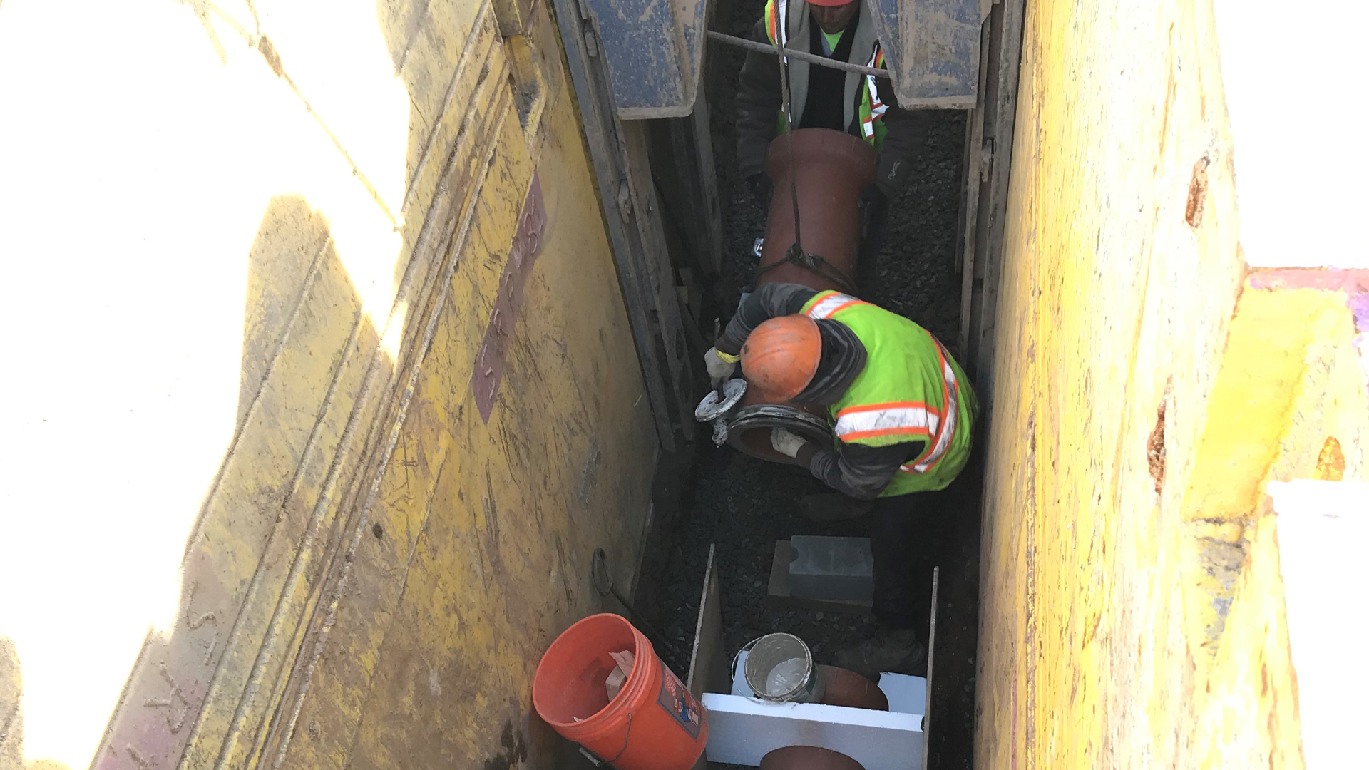 Ongoing construction in Eltingville's Bluebelts project.