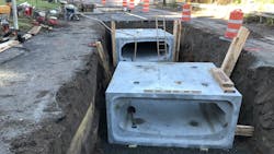 Construction of the Bluebelt project in Tottenville. Construction of the Bluebelt project in Tottenville.