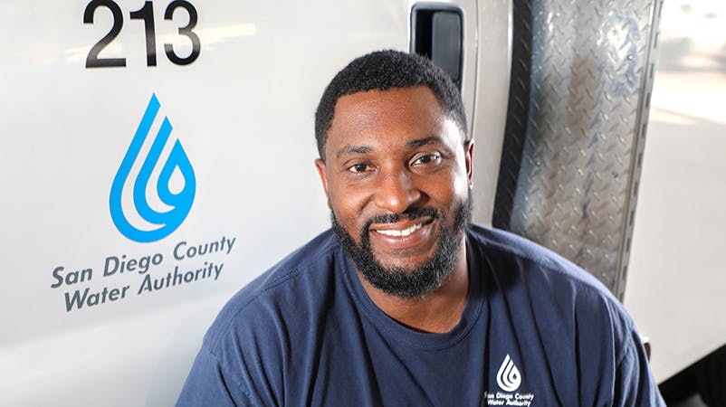 Gerald Moore, one of the Water Authority&rsquo;s new interns, thanks to the SkillBridge program.