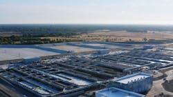 An aerial shot of the district's wastewater treatment facility, provided in its video news release. An aerial shot of the district's wastewater treatment facility, provided in its video news release.