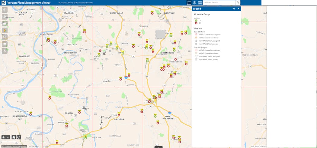 With work locations and vehicles on the map, completed tasks are seen in real-time.