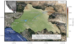 A map of the Santa Ana River Watershed.