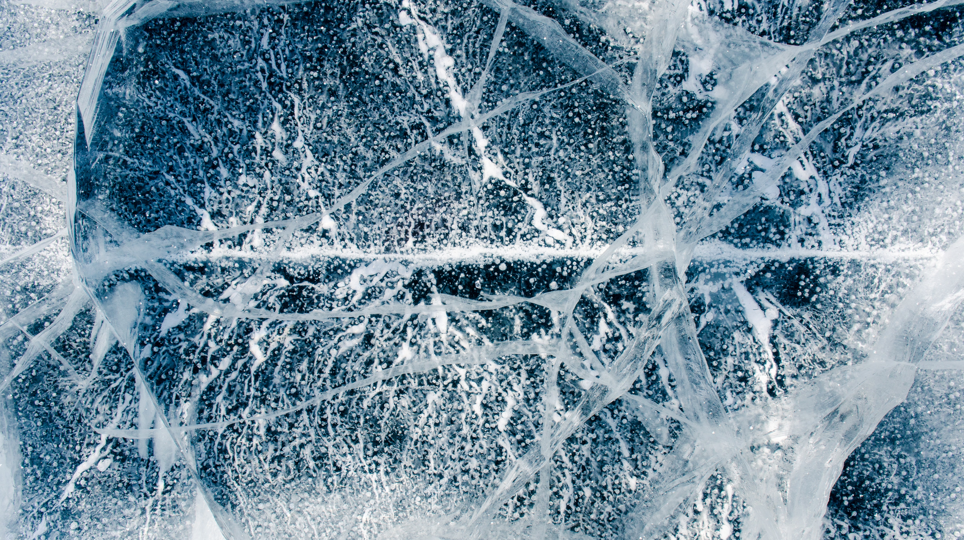 The freezing ice of Lake Baikal in Siberia, Russia.