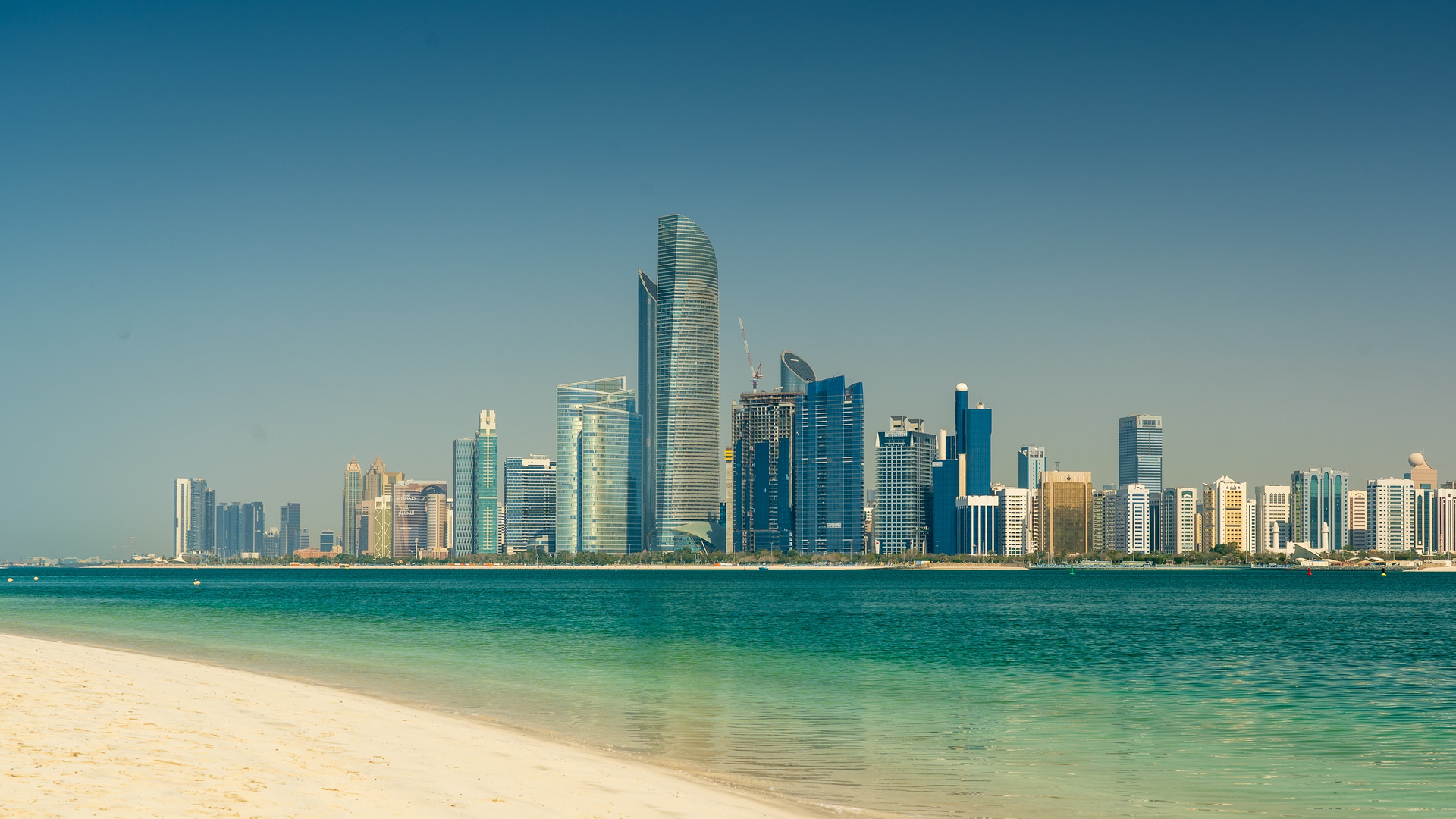 Abu Dhabi, a sprawling city in the United Arab Emirates that's located directly south of the Taweelah desalination plant.