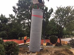 The Monster Industrial Manhole from JWC Environmental is a pre-fabricated sewer manhole with grinder designed to be used when a sewage grinder is needed but there is not enough room for conventional installations. The Monster Industrial Manhole from JWC Environmental is a pre-fabricated sewer manhole with grinder designed to be used when a sewage grinder is needed but there is not enough room for conventional installations.