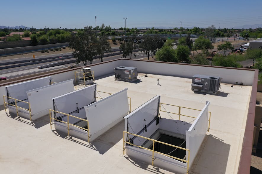 Safety was top of mind for the project, which is equipped with BILCO roof hatches, ladder safety posts, aluminum floor doors and roof hatch railing systems.