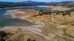 Low water levels at Lake Mendocino, a large reservoir in Mendocino County, on October 13, 2021.