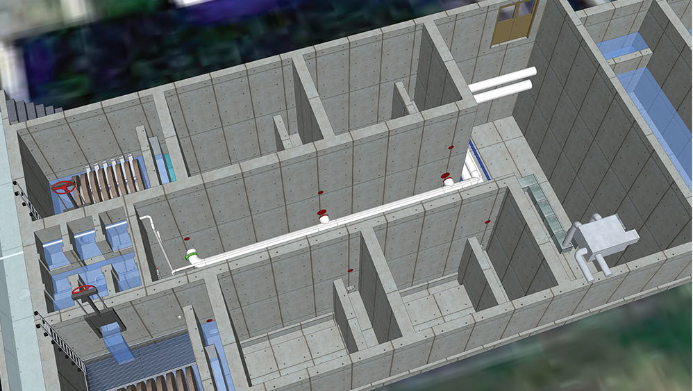 A conceptual view of the Portland, Ind., Wastewater Treatment Plant&rsquo;s two AquaDisk filter installations.