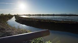 Groundwater irrigation for a rice field in the agriculture region of Yuba County east of Marysville, Calif. Groundwater irrigation for a rice field in the agriculture region of Yuba County east of Marysville, Calif.
