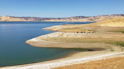 Water in the San Luis reservoir, which was constructed as a storage reservoir in California&rsquo;s Central Valley. Groundwater in this region may never be able to recover from past and future droughts.