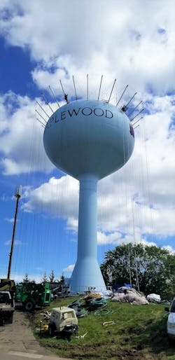 The Sterling Ave. water tower’s exterior had faded and was in need of a refresh to liven up the image of the Maplewood, Minn., community. The Sterling Ave. water tower’s exterior had faded and was in need of a refresh to liven up the image of the Maplewood, Minn., community.