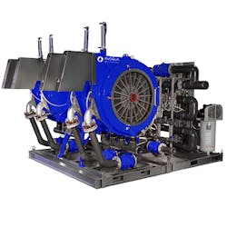 The rotary press fits in a small area and is completely contained on its own skid: the feed pump, the chemical polymer injection system and all the valving.
