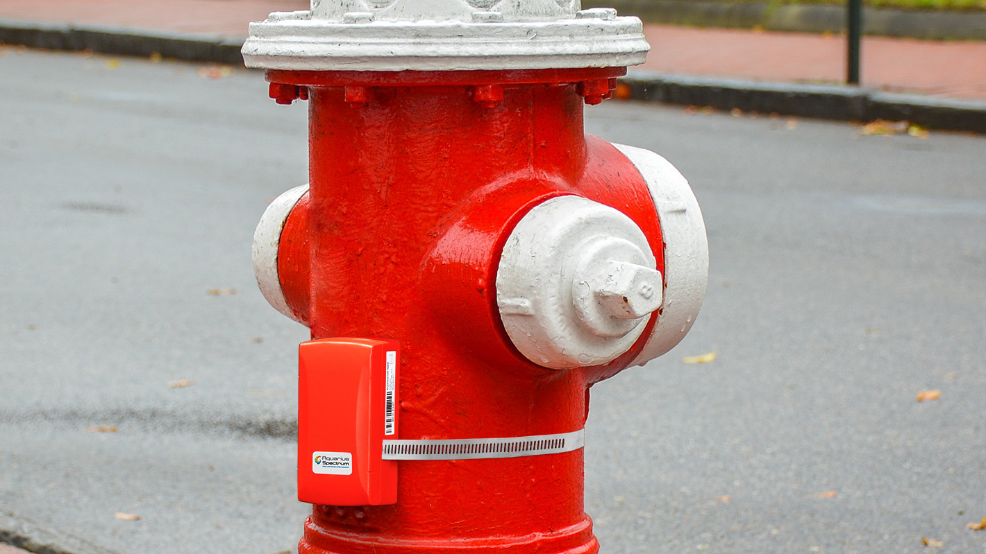 One of Aquarius Acoustic's sensors installed on a US fire hydrant.
