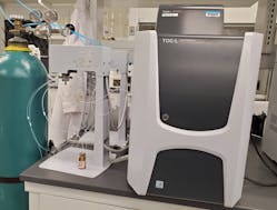 This total organic carbon analyzer measured the amount of natural organic matter in the water in one of Providence&rsquo;s water tanks. Natural organic matter is a precursor to the formation of trihalomethane and removing it before colorization is a typical trihalomethane control strategy.