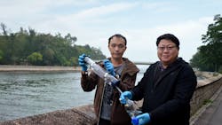Professor Kenneth Leung (right) and his postdoc Dr Racliffe Lai (left) take a sample from the Lam Tsuen River in Hong Kong. Professor Kenneth Leung (right) and his postdoc Dr Racliffe Lai (left) take a sample from the Lam Tsuen River in Hong Kong.