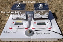 Researchers test two identical outdoor experimental setups placed next to each other.