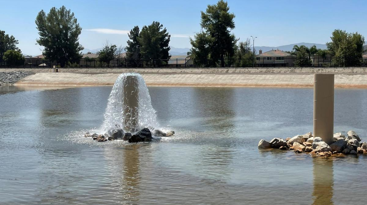 A section of EMWD's Mountain Avenue West Groundwater Replenishment Facility, which recently completed work to receive recycled water.