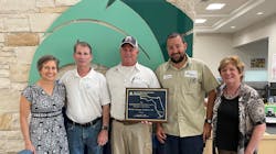 FSAWWA representatives presented the 2021 Division 4 Outstanding Water Distribution Award to BSU at a recent board meeting. FSAWWA representatives presented the 2021 Division 4 Outstanding Water Distribution Award to BSU at a recent board meeting.