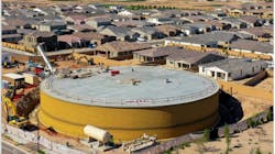 Queen Creek's new 3-million-gallon pre-stressed concrete storage tank. Queen Creek's new 3-million-gallon pre-stressed concrete storage tank.
