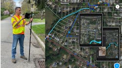 Mobile workers capture storm and sewer assets in ArcGIS Field Maps paired with an Eos Arrow Gold GNSS receiver. Supporting media such as photos helps create a complete digital twin of the city&rsquo;s storm and sewer systems.