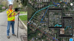 Mobile workers capture storm and sewer assets in ArcGIS Field Maps paired with an Eos Arrow Gold GNSS receiver. Supporting media such as photos helps create a complete digital twin of the city’s storm and sewer systems. Mobile workers capture storm and sewer assets in ArcGIS Field Maps paired with an Eos Arrow Gold GNSS receiver. Supporting media such as photos helps create a complete digital twin of the city’s storm and sewer systems.