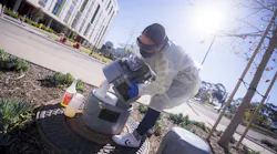 Auto-sampling robots at scores of sites on the UC San Diego campus collected wastewater samples, which were analyzed for levels of SARS-CoV-2 RNA by labs at UC San Diego, with further computational analysis conducted at Andersen’s lab at Scripps Research.