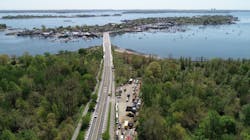The construction area on the mainland in Pelham Bay Park is where two 20-inch water mains were installed under Eastchester Bay to increase the reliability of City Island’s drinking water supply. The construction area on the mainland in Pelham Bay Park is where two 20-inch water mains were installed under Eastchester Bay to increase the reliability of City Island’s drinking water supply.