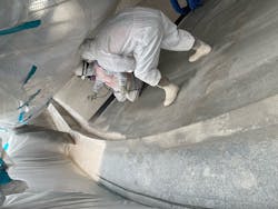 With the plastic in place overhead, the application team could work with less interruption due to changes in weather and heat, making the project more efficient. With the plastic in place overhead, the application team could work with less interruption due to changes in weather and heat, making the project more efficient.