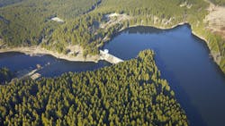 The Rappbode reservoir in the Harz region is surrounded by forests and is the largest drinking water reservoir in Germany. The Rappbode reservoir in the Harz region is surrounded by forests and is the largest drinking water reservoir in Germany.