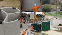 The team created an accurate digital model of the 1.8m cylindrical chamber, printed it at an offsite factory, and then craned it into position at its new home in Cheshire. The team created an accurate digital model of the 1.8m cylindrical chamber, printed it at an offsite factory, and then craned it into position at its new home in Cheshire.