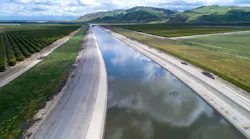 Gone unchecked, subsidence can lead to costly repairs for water conveyance systems, like the one shown here — a section of the California Aqueduct near the John R. Teerink Pumping Plant in Kern County.