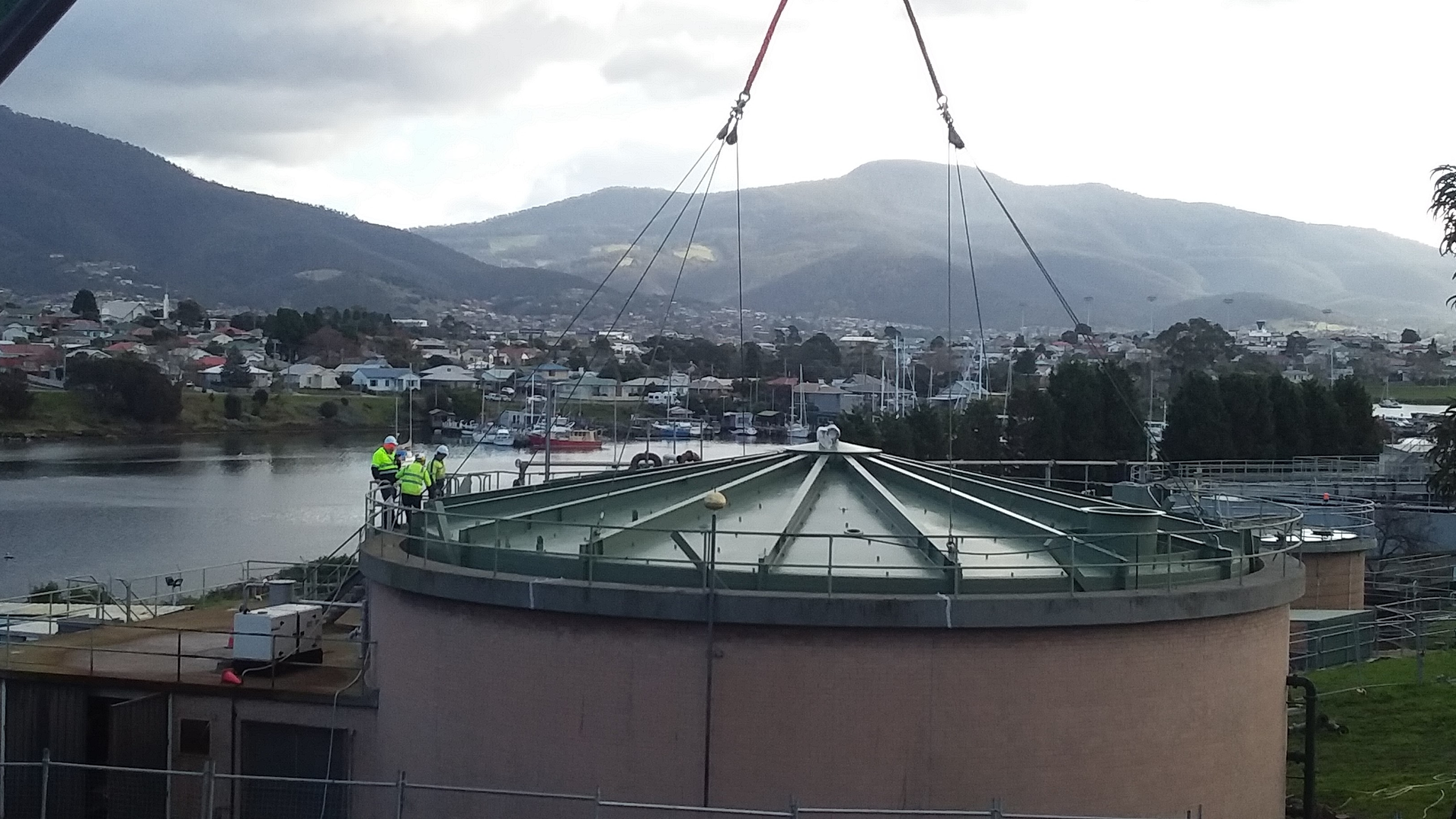 The upgrade work at the Prince of Wales Bay Sewage Treatment Plant was carried out by Aquatec Maxcon and included a new roof for the main digester.