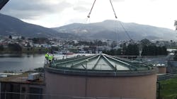 The upgrade work at the Prince of Wales Bay Sewage Treatment Plant was carried out by Aquatec Maxcon and included a new roof for the main digester. The upgrade work at the Prince of Wales Bay Sewage Treatment Plant was carried out by Aquatec Maxcon and included a new roof for the main digester.