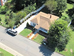 Standing about 140 feet in the air, the restored water tower sits across the street from the house where Andy Griffith spent his youth. Standing about 140 feet in the air, the restored water tower sits across the street from the house where Andy Griffith spent his youth.