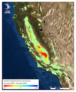 One of TREA’s routine maps shows the cumulative displacement rate of subsidence (in feet) between 2021-2022. One of TREA’s routine maps shows the cumulative displacement rate of subsidence (in feet) between 2021-2022.