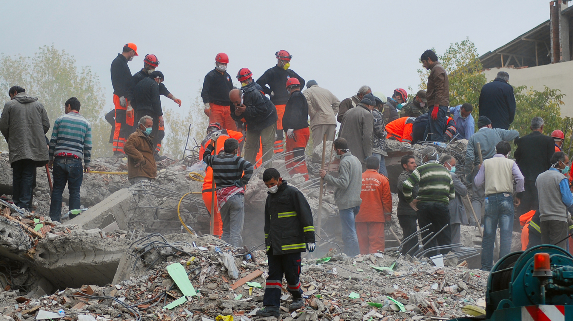 Disaster recovery efforts following a previous earthquake in Turkey.