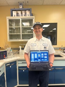 Tanner Duncan, water quality analyst for the city of San Luis Obispo, was instrumental in taking the lab digital. Tanner Duncan, water quality analyst for the city of San Luis Obispo, was instrumental in taking the lab digital.