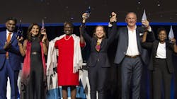 Award winners at the Opening Ceremony of the IWA 2022 World Water Congress & Exhibition, including the Water and Development Awards for Research (Damir Brdjanovic, second from right) and Practice (Africa Sand Dam Foundation, representative on the far right). Award winners at the Opening Ceremony of the IWA 2022 World Water Congress & Exhibition, including the Water and Development Awards for Research (Damir Brdjanovic, second from right) and Practice (Africa Sand Dam Foundation, representative on the far right).