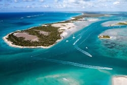 Fourty islands and cays make up the archipelago that is the Turks and Caicos Islands in the Atlantic Ocean. Despite being surrounded by water, naturally occurring fresh water is a rare resource and the islands use desalination to create drinking water for residents and tourists.