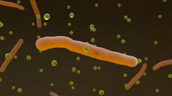 The solution's bacteria absorbs 1,4-Dioxane through its cell walls. The solution's bacteria absorbs 1,4-Dioxane through its cell walls.