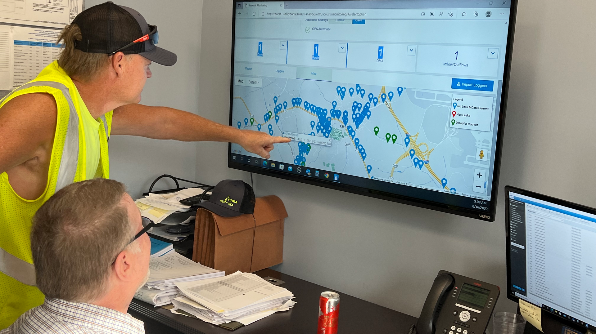 Utility workers use Sensus smart water technology to identify abnormalities in the water system.