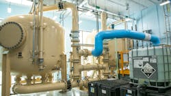 An anion exchange system can provide a smaller footprint and lower height, while requiring fewer lead-lag pairs of vessels for a similar lifecycle cost to GAC. An anion exchange system can provide a smaller footprint and lower height, while requiring fewer lead-lag pairs of vessels for a similar lifecycle cost to GAC.