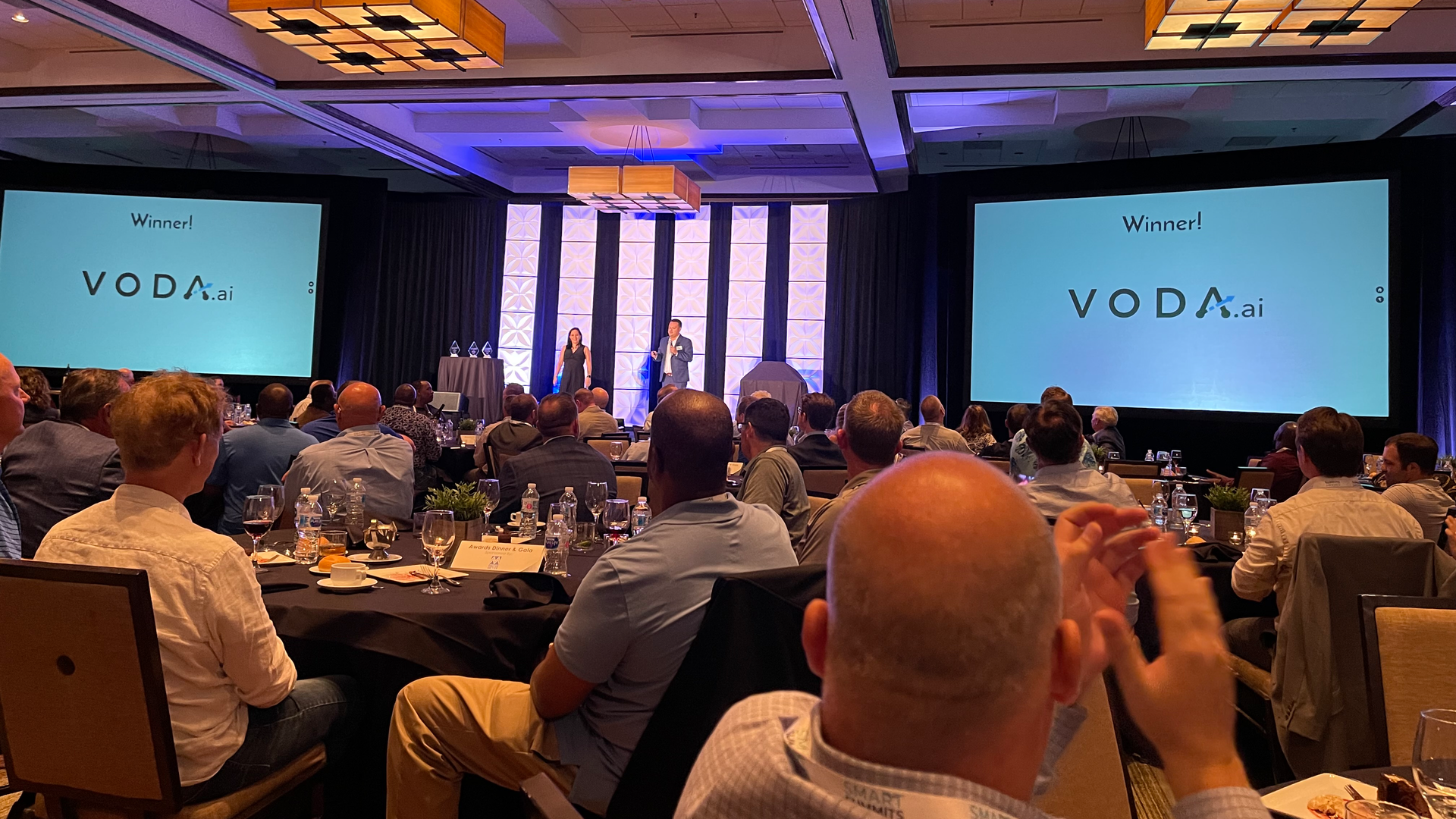 VODA.ai accepts the Best Smart Water Solution award during Smart Water Summit 22.