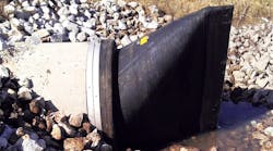 The rubber duckbill check valve at work. The rubber duckbill check valve at work.