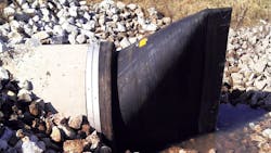 The rubber duckbill check valve at work. The rubber duckbill check valve at work.