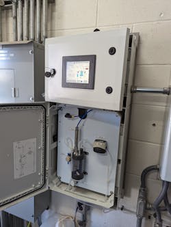 An open cabinet sensor view of the CA900 Alkalinity Analyzer. An open cabinet sensor view of the CA900 Alkalinity Analyzer.