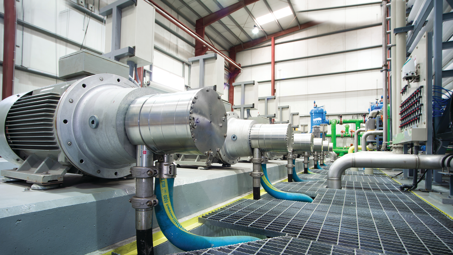 A high-pressure pump in action.