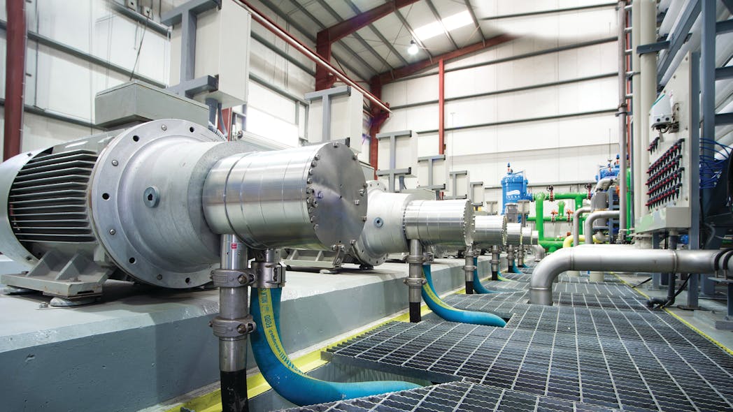A high-pressure pump in action.