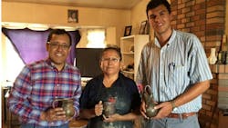 From left: Fariborz Maseeh Department of Civil, Architectural and Environmental Engineering professor Navid Saleh; Navajo potter and research paper co-author Deanna Tso; and Stetson Rowles III, a UT Ph.D. graduate and current faculty member at Georgia Southern University. From left: Fariborz Maseeh Department of Civil, Architectural and Environmental Engineering professor Navid Saleh; Navajo potter and research paper co-author Deanna Tso; and Stetson Rowles III, a UT Ph.D. graduate and current faculty member at Georgia Southern University.